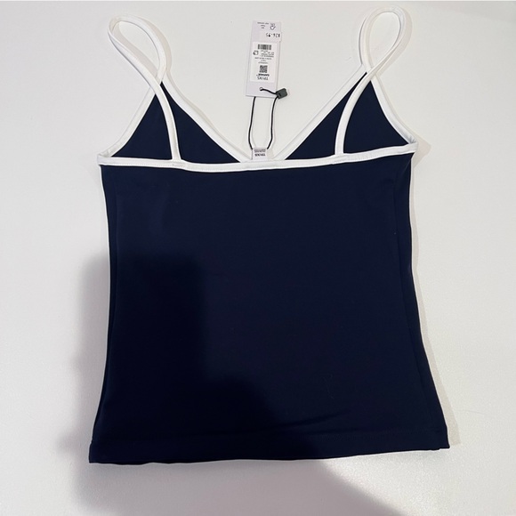 Garage Navy Blue V Neck Sleek Scoop Cami Tank Top summer delicate feminine y2k - Picture 5 of 7